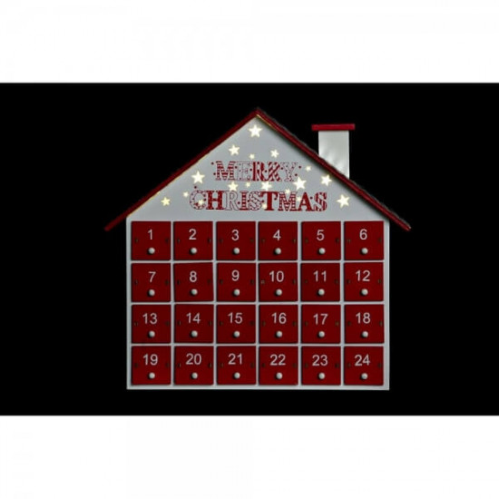 Advento kalendorius, medinis su LED (30 x 7 x 27 cm)