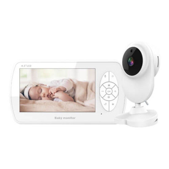 Trisvision 1080p kūdikių monitorius kartu su 4,3 colių LCD imtuvu, WiFi 2,4 GHz, baltas